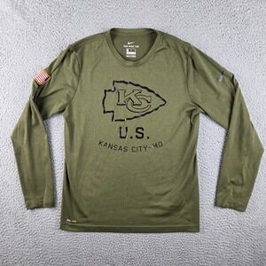 Nike Kansas City Chiefs Salute to Service NFL Shirt Youth XL Green Long Sleeve